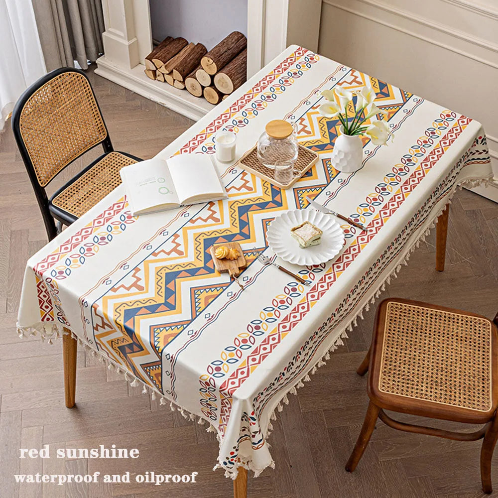 Waterproof Oil-Proof Table Cover – Plaid & Wavy Pattern PEVA-Style Plastic Tablecloth for Dining, Party, BBQ & Outdoor Use
