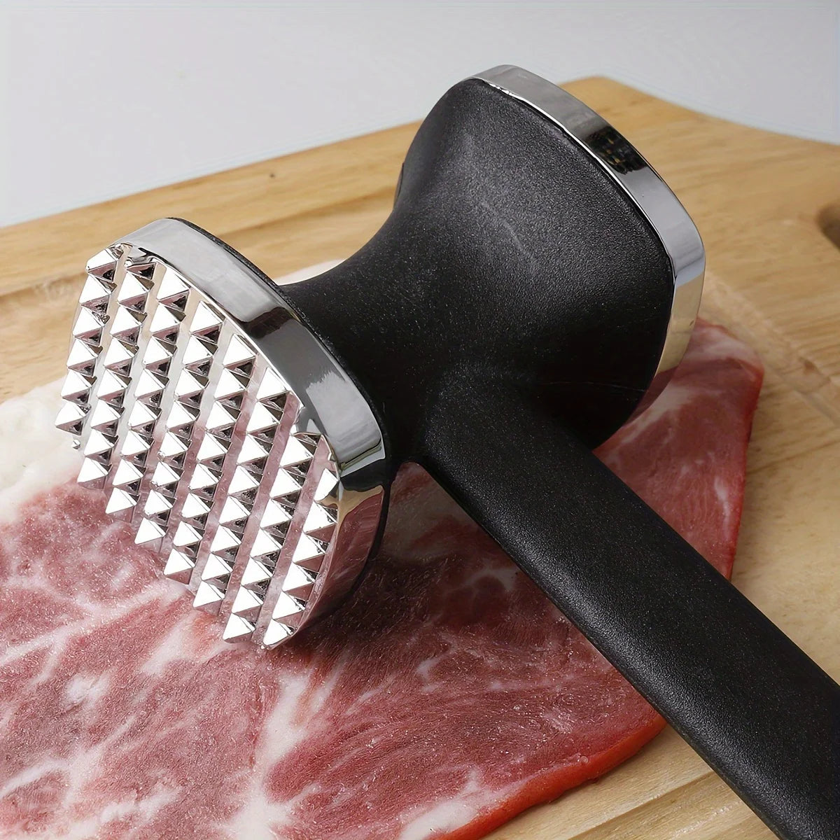 Heavy Duty Kitchen Meat Tenderizer Hammer with Rubber Grip, Stainless Steel Head for Effortless Pounding and Tenderizing