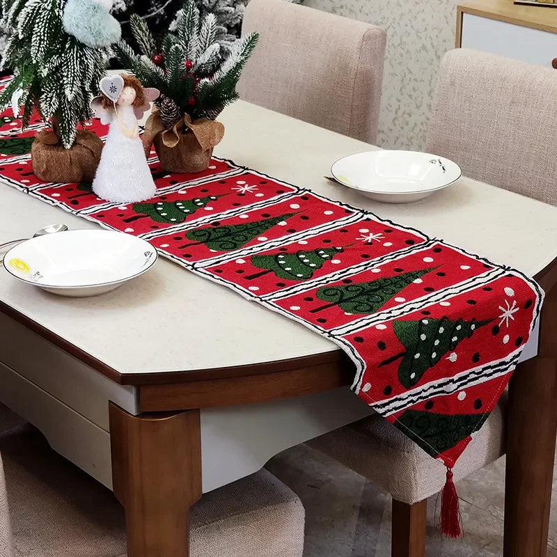 Christmas Table Runner 200×34cm – Santa Claus, Christmas Tree & Holiday Printed Tablecloth for Dinner, Party & Home Decor