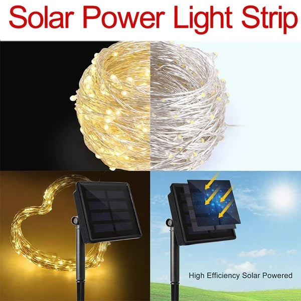 Solar String Fairy Lights 6M–33M, IP65 Waterproof LED Twinkle Lights with 8 Lighting Modes, Flexible Copper Wire Lights for Christmas, Garden, Patio, Tree & Party Decor