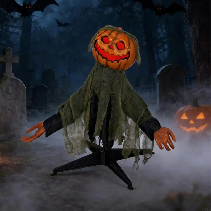 Interactive Halloween Pumpkin Specter Props Pumpkin Specter Lawn Stake Ornament With Activated Swing LED Y5GB