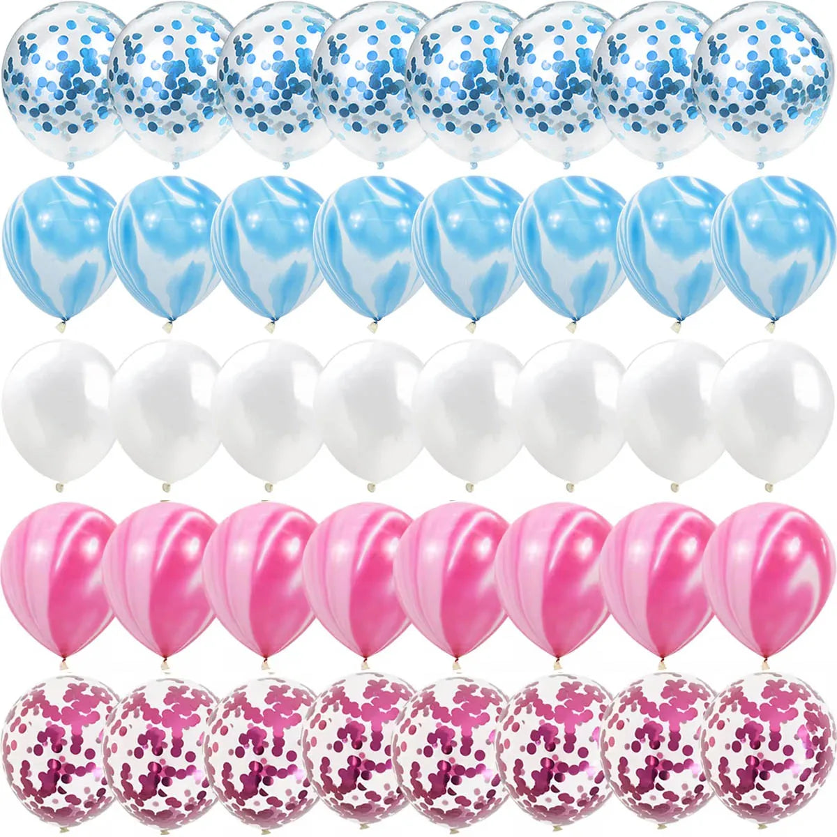 Gender Reveal Balloons 40pcs, Pink & Blue Latex Confetti Balloons, Boy or Girl Baby Shower Balloon Garland Arch Kit for Birthday, Wedding & Party Decor