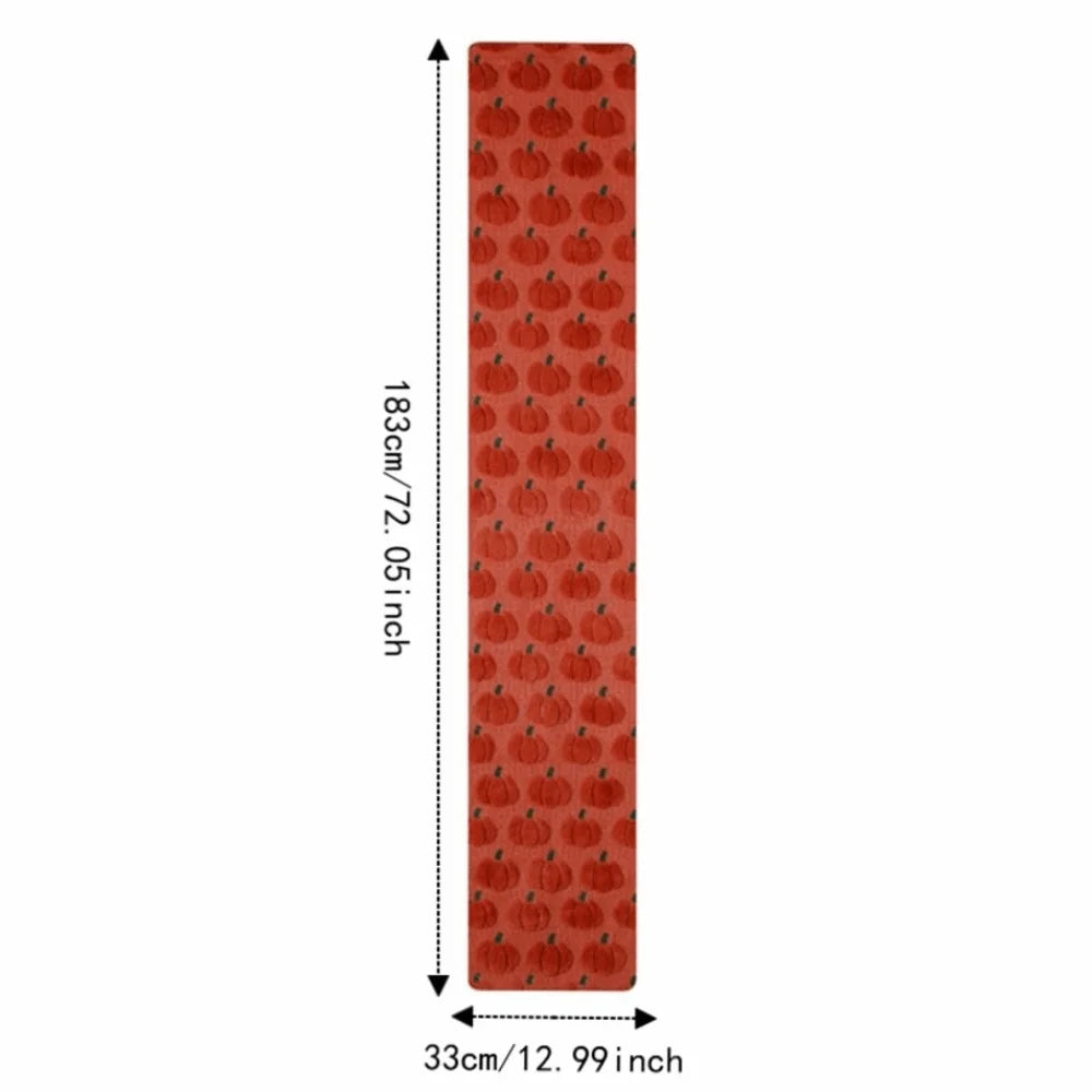 Halloween Pumpkin Table Runner 33×183cm, Soft 3D Tufted Polyester Table Cover, Rectangular Fall Dining Table Decor for Halloween Party, Kitchen & Home