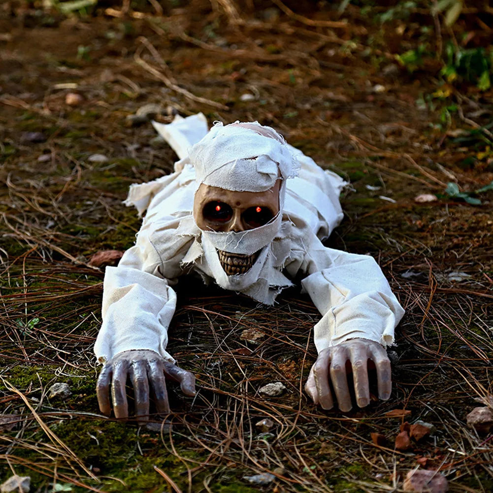 Halloween Crawling Mummy Scary Haunted House Decor Prop Motion Sensor Activated Sound Light Effects Horror Scene Setup