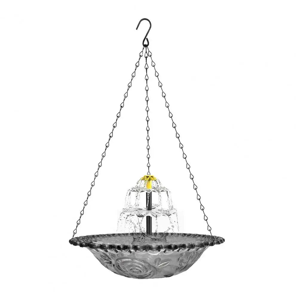Solar Bird Bath Solar Powered Hanging Bird Bath Fountain Outdoor Cascade Water Fountain Pump Hummingbird Shower Bowl for Garden