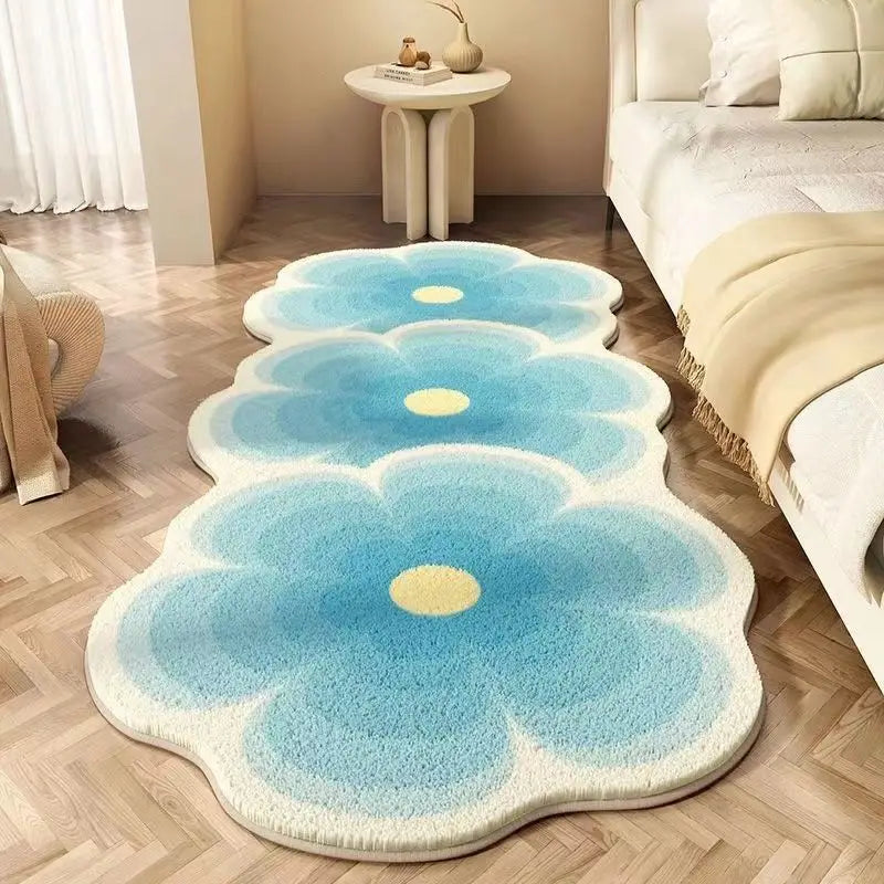 Spanish Style Plush Rug, Scenic Pastoral Acrylic Carpet with PVC Backing, Soft Flocked Rectangle Floor Mat for Bedroom, Bedside, Living Room & Home Decor