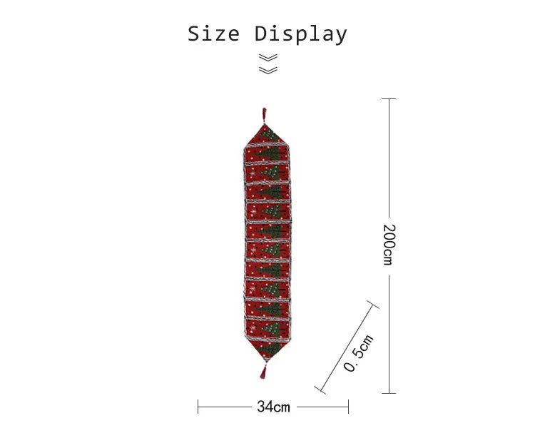 Christmas Table Runner 200×34cm – Santa Claus, Christmas Tree & Holiday Printed Tablecloth for Dinner, Party & Home Decor