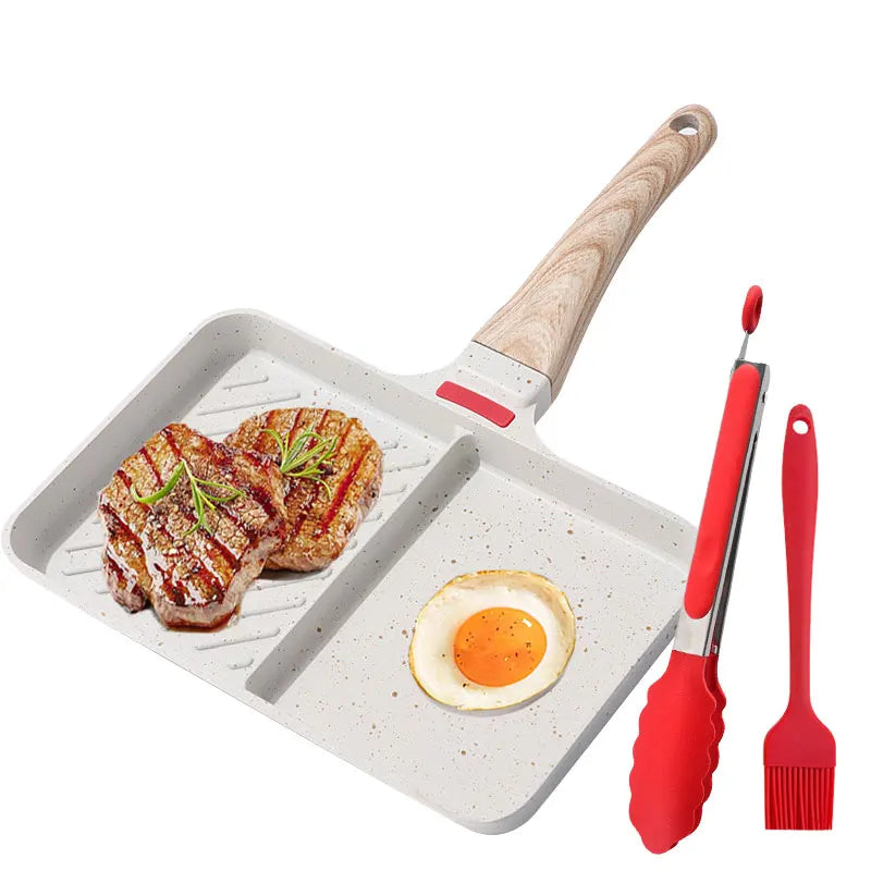 2-Section Nonstick Omelette & Breakfast Frying Pan – Divided Aluminum Grill Pan for Eggs, Steak, Chicken & Vegetables, All-Stove Compatible