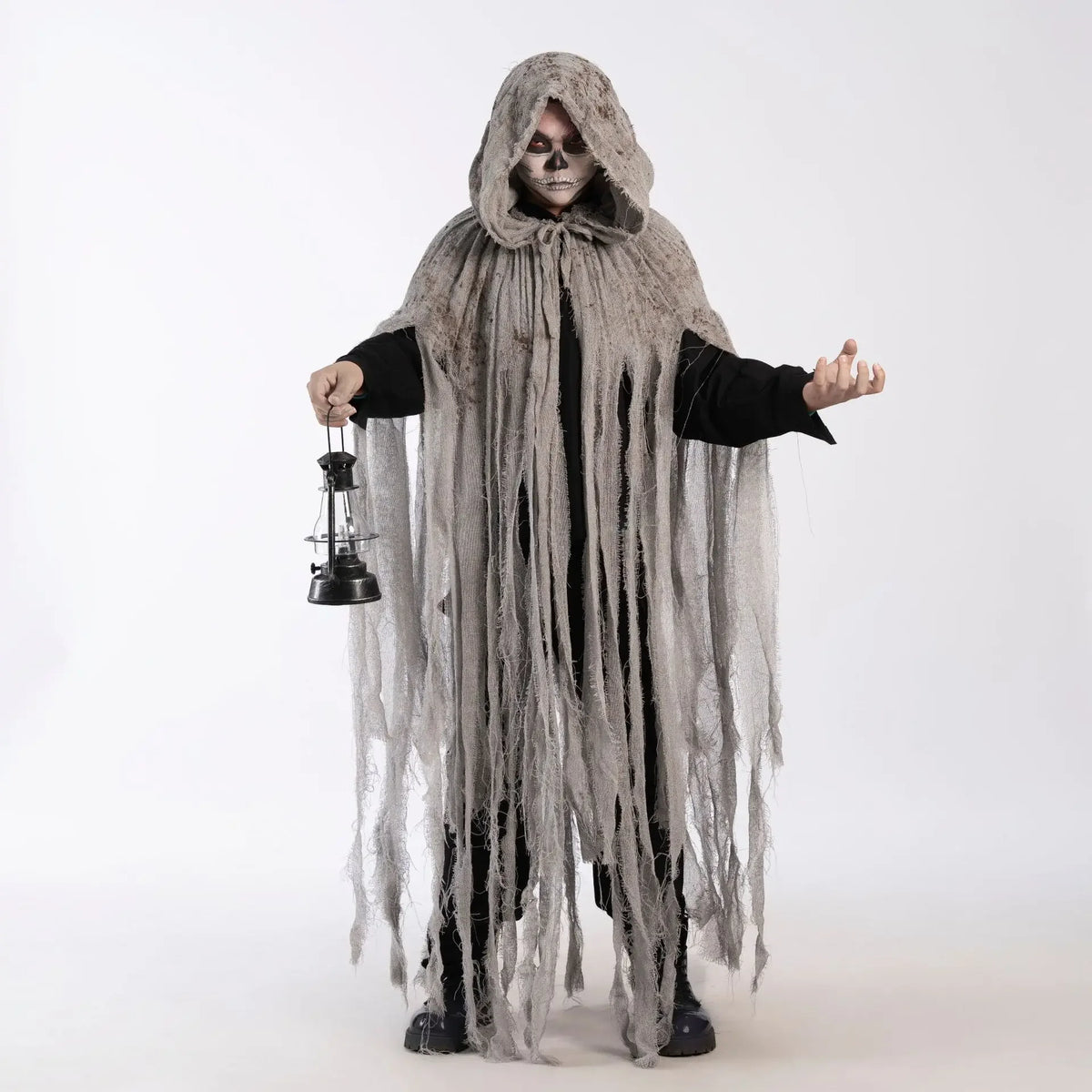 Adult Halloween Ghost Dementors Cosplay Costume Horror Dilapidated Tassels Zombie Hooded Cape Day Of The Dead Party Outfits