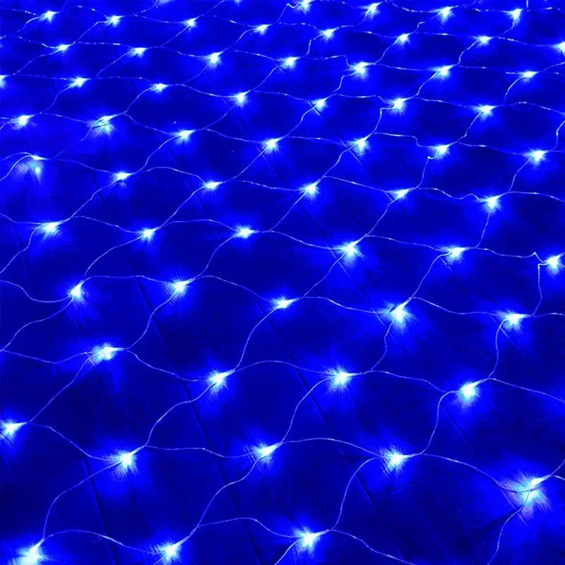 LED Net String Lights 1.5×1.5M–3×3M, 8 Lighting Modes Mesh Curtain Lights, White Warm White & Multicolor Christmas Lights for Wedding, Party, Halloween & New Year Decor