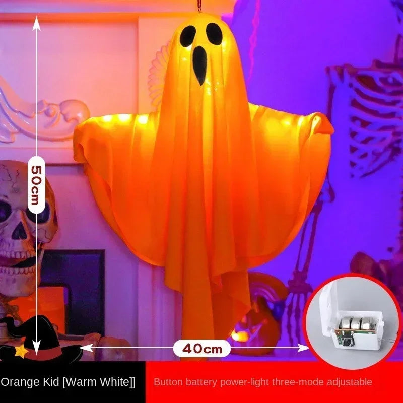 Halloween Glowing White Ghost LED Hanging Ghosts Horror Props with Fairy Light Indoor Outdoor Haunted House Halloween Decoration