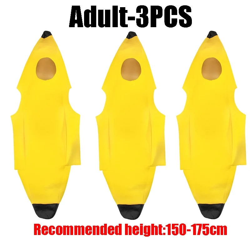 Banana Halloween Costume for Adults Kids Funny Fruit Stage Outfit Carnival Party Performance Wear Comedy Costume Set