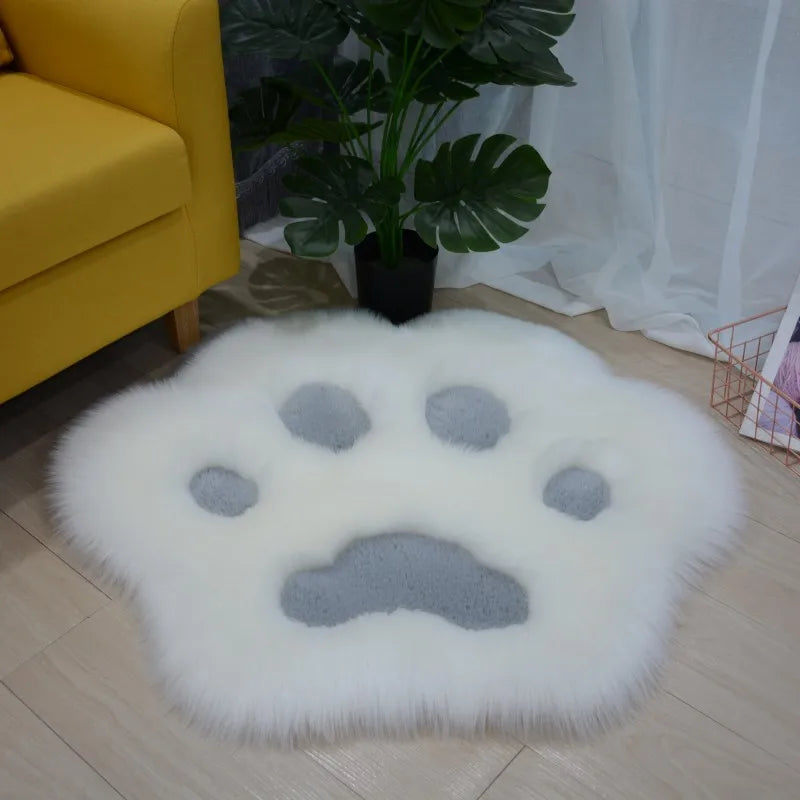 Cat Paw Rug 60–90cm, Soft Plush Polyester Carpet with Anti-Slip PVC Backing, Cute Animal Floor Mat for Living Room, Bedroom & Home Decor