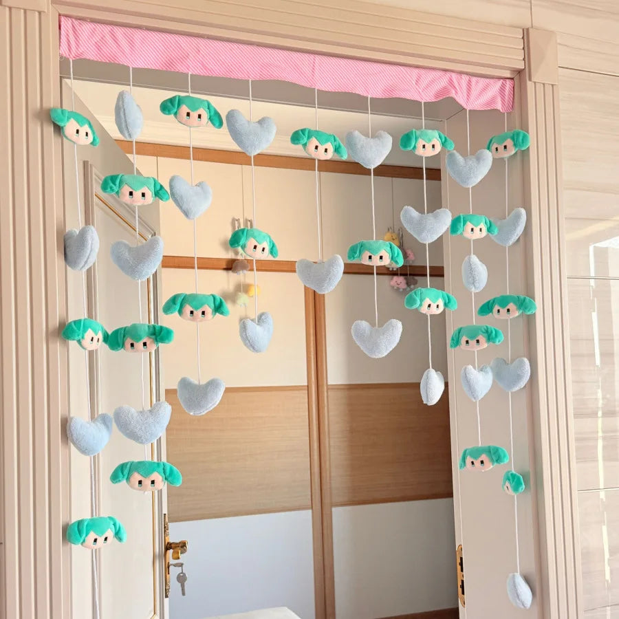 Pink Bow Short Curtain, Cute Kawaii Velvet Door & Window Curtain with Velcro Installation, Soft Decorative Thread Partition for Girls’ Bedroom, Dormitory & Bathroom