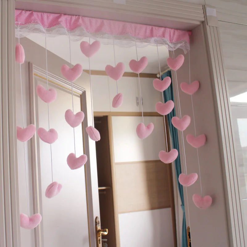 Pink Bow Short Curtain, Cute Kawaii Velvet Door & Window Curtain with Velcro Installation, Soft Decorative Thread Partition for Girls’ Bedroom, Dormitory & Bathroom