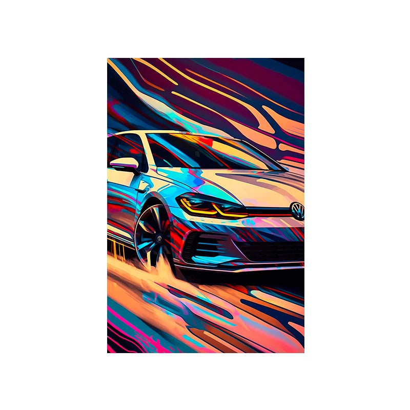 Modern Sports Car Graffiti Canvas Painting Luxury Retro Racing Poster Print Abstract Supercar Wall Art Living Room Home Decor