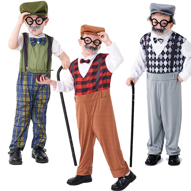 Halloween Children's Cosplay Costumes - Multiple Styles of Grandpa and Centenarian Performance Wear