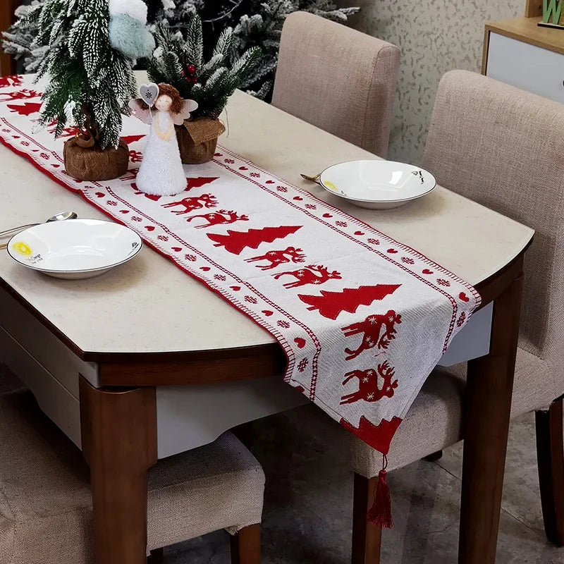 Christmas Table Runner 200×34cm – Santa Claus, Christmas Tree & Holiday Printed Tablecloth for Dinner, Party & Home Decor