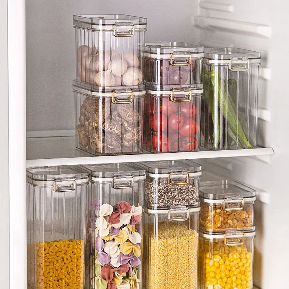 Kitchen Food Storage Clear Containers Plastic Box Jars For Bulk Cereals Household Organizers For Pantry Organizer Jars With Lid