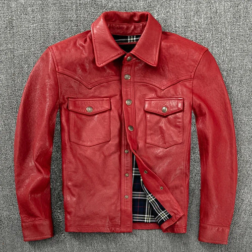 Men's Genuine Sheepskin Leather Jacket – Slim-Fit Motorcycle & Casual Coat