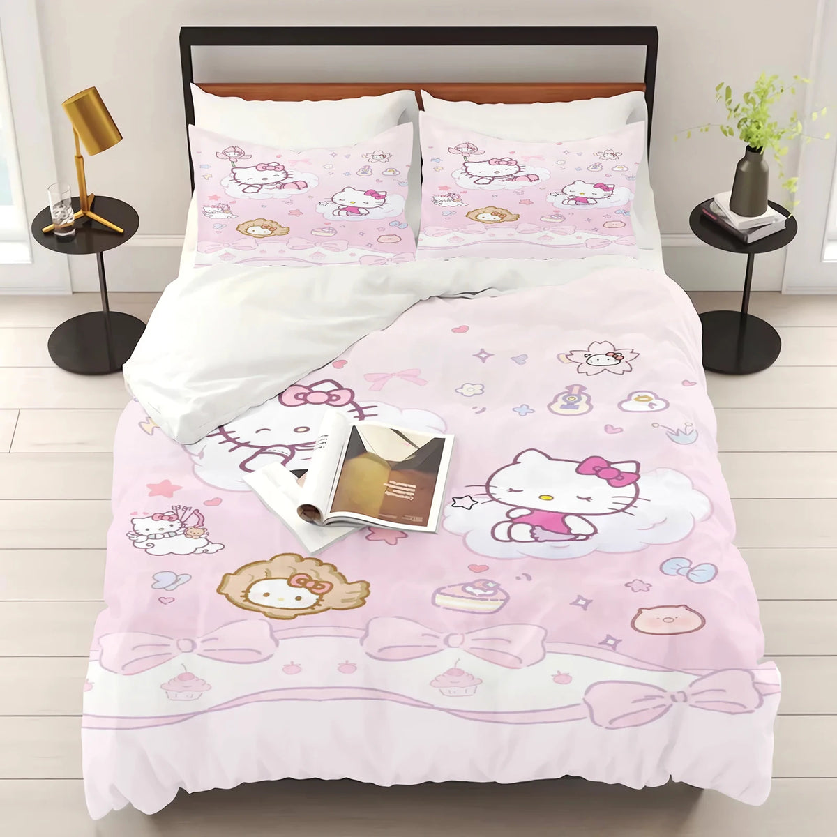Hello Kitty Duvet Cover Set – Sanrio Printed Cartoon Bedding with Pillowcase, Cute Bedroom Decor & Christmas Gift