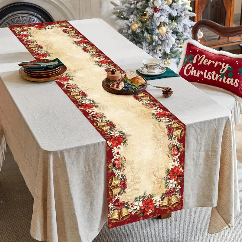 Christmas Table Runner 33×183cm, Winter Wonderland Snowman Linen Table Cover, Rustic Farmhouse Holiday Table Decor for Dining Room, Kitchen, Party & Home