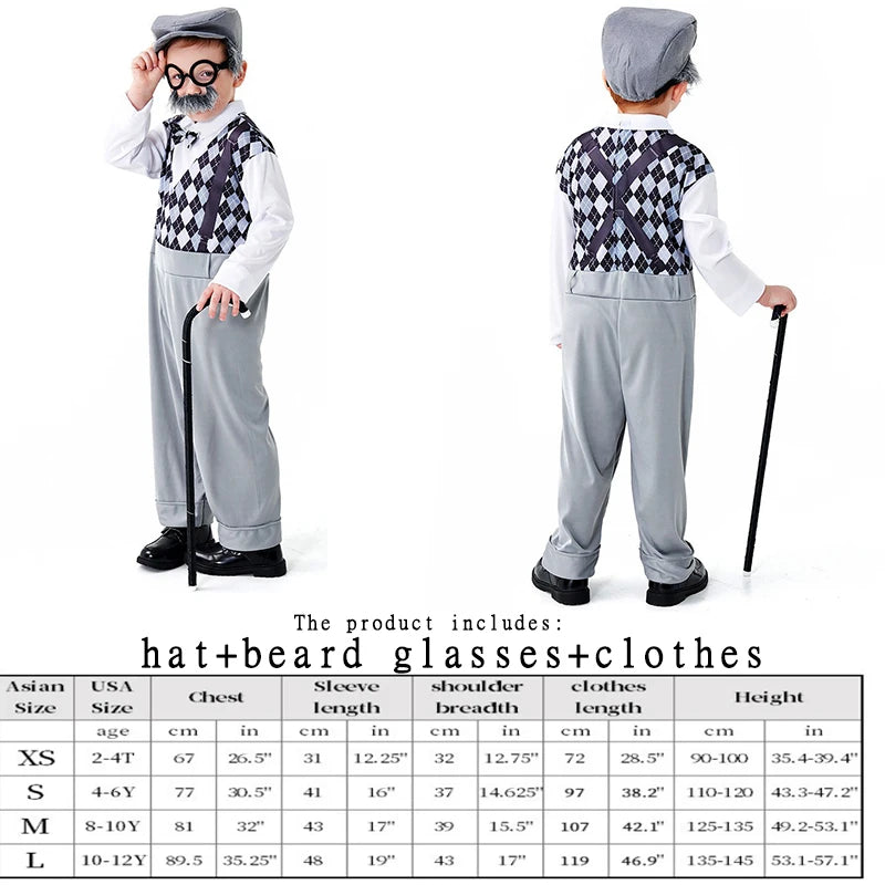 Halloween Children's Cosplay Costumes - Multiple Styles of Grandpa and Centenarian Performance Wear
