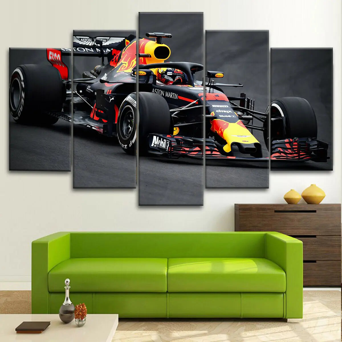 5 Pieces Wall Art Canvas Racing Car Poster Print Living Room Wallpaper Paining Bedroom Home Decoration Framed Artwork