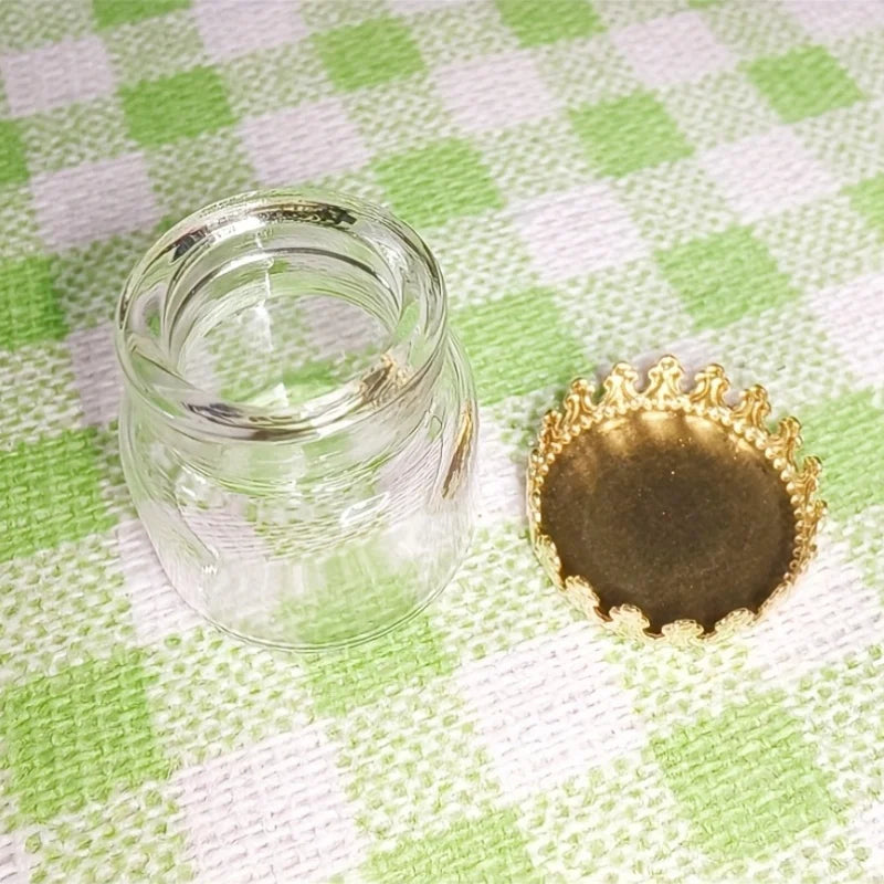 Glass Bottle Miniatures-Cute and Exquisite Miniature Kitchen Model with Golden Caps, DIY Accessories and Craft Project Supplies.