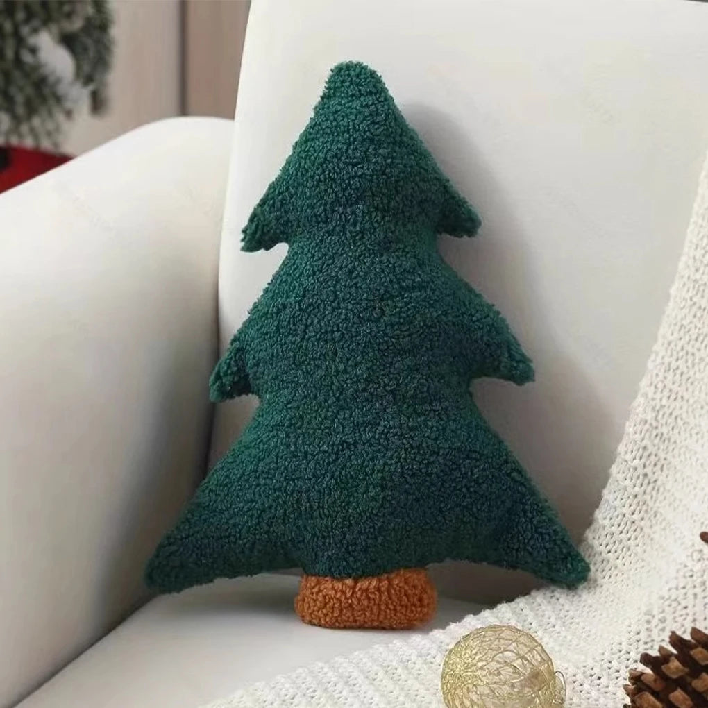 Christmas Tree Plush Pillow 30×25cm – Soft Green Xmas Throw Cushion for Sofa, Bed & Chair, Festive Holiday Home Decor & Gift