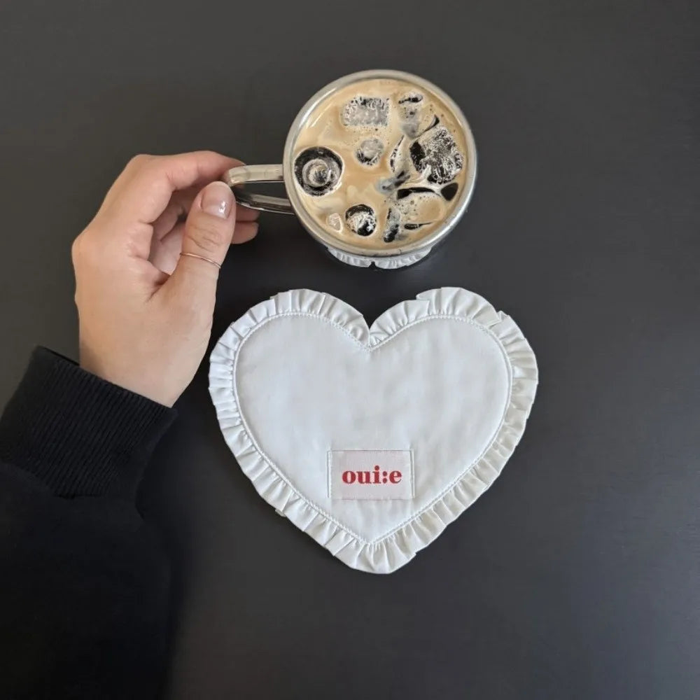 New Heart-shaped Placemats Dining Table Plaid Loving Western Food Mats Decorative Pleated Lace Fabric Coaster Home Decor