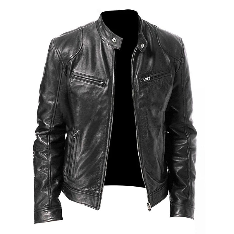 Men's Motorcycle Leather Jacket – Casual Fashion Biker Coat