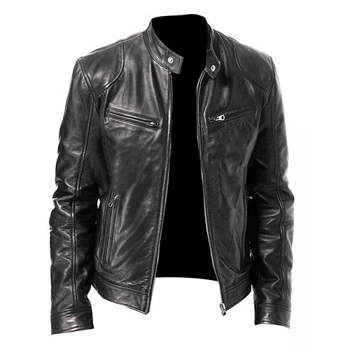 Men's Motorcycle Leather Jacket – Casual Fashion Biker Coat