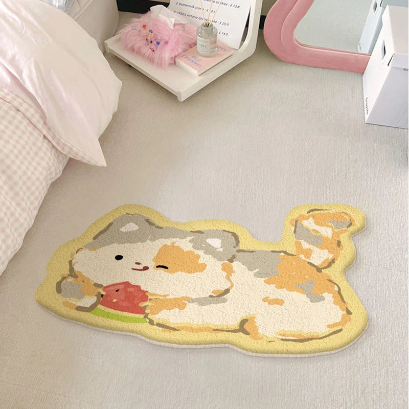 Imitation Cashmere Rug, Soft Plush Polyester Floor Mat with Anti-Slip Design, Modern Bedside Carpet for Bedroom, Living Room, Girls’ Room & Home Decor