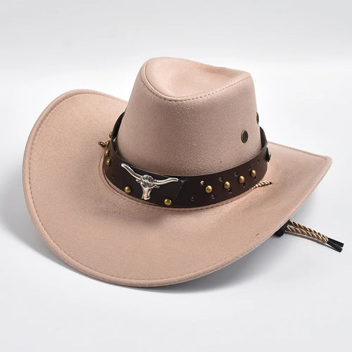 New Artificial Suede Western Cowboy Hats Vintage Big-edge Gentleman