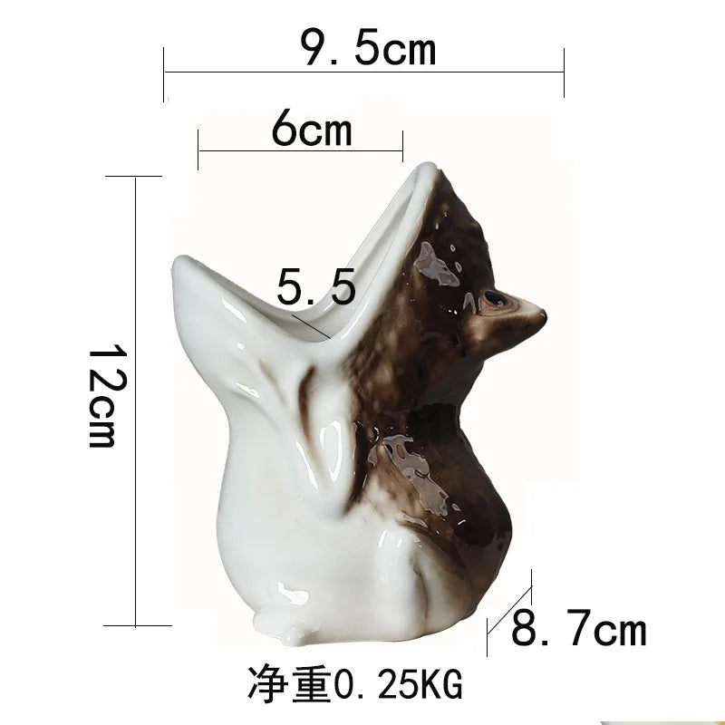Cute Frog-Shaped Ceramic Flower Pot, Cartoon Animal Planter for Flowers & Green Plants, European-Style Desktop Vase for Home, Office, Shelf & Garden Decor