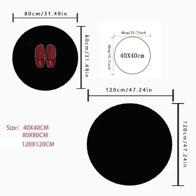 Large Round Cartoon Area Rug, Red Accent Flannel-Style Polyester Carpet with Non-Slip Backing, Modern Decorative Floor Mat for Living Room, Bedroom & Office