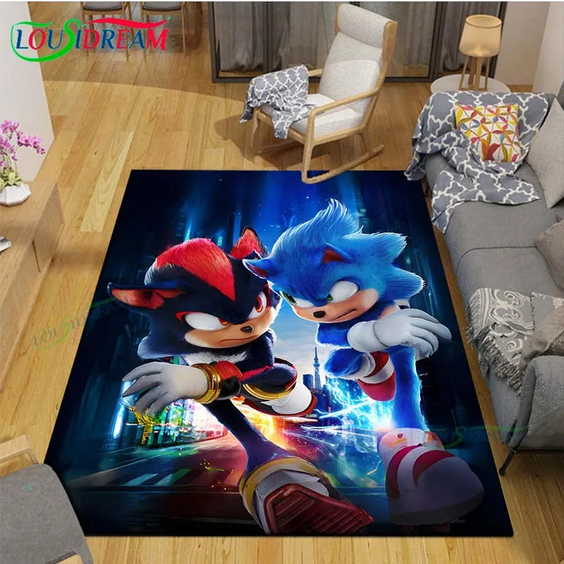 3D Cartoon Area Rug, Printed Polyester Crystal Velvet Carpet with Non-Slip Backing, Cute Kids Bedroom & Living Room Mat for Playroom, Nursery, Home & Decor