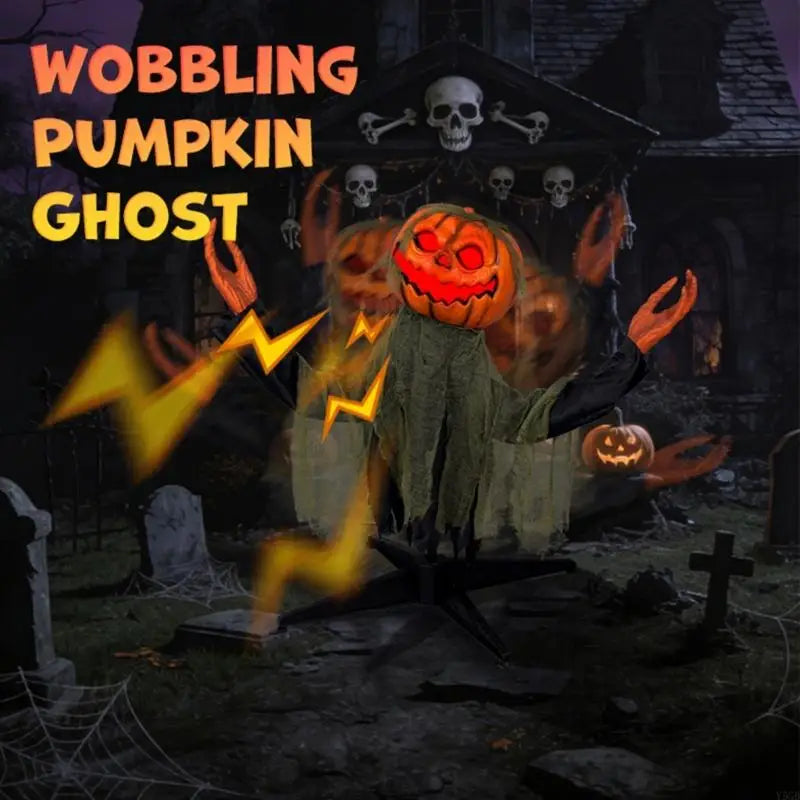 Interactive Halloween Pumpkin Specter Props Pumpkin Specter Lawn Stake Ornament With Activated Swing LED Y5GB