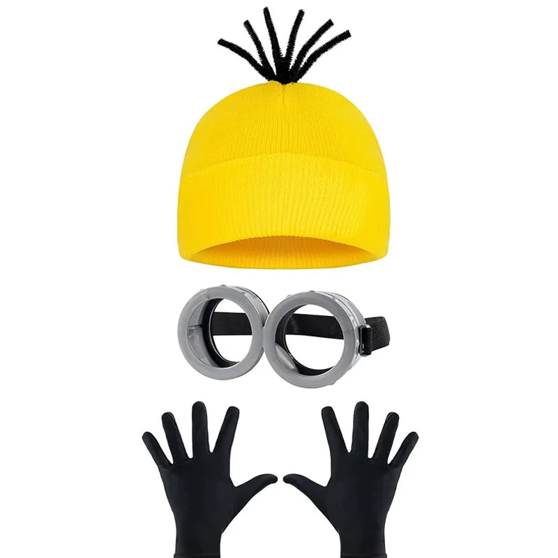 Halloween Party Costumes Little Yellow Man Cosplay Movie Cartoon Funny Dress Up Magical Thief Dad Gray Striped Scarf