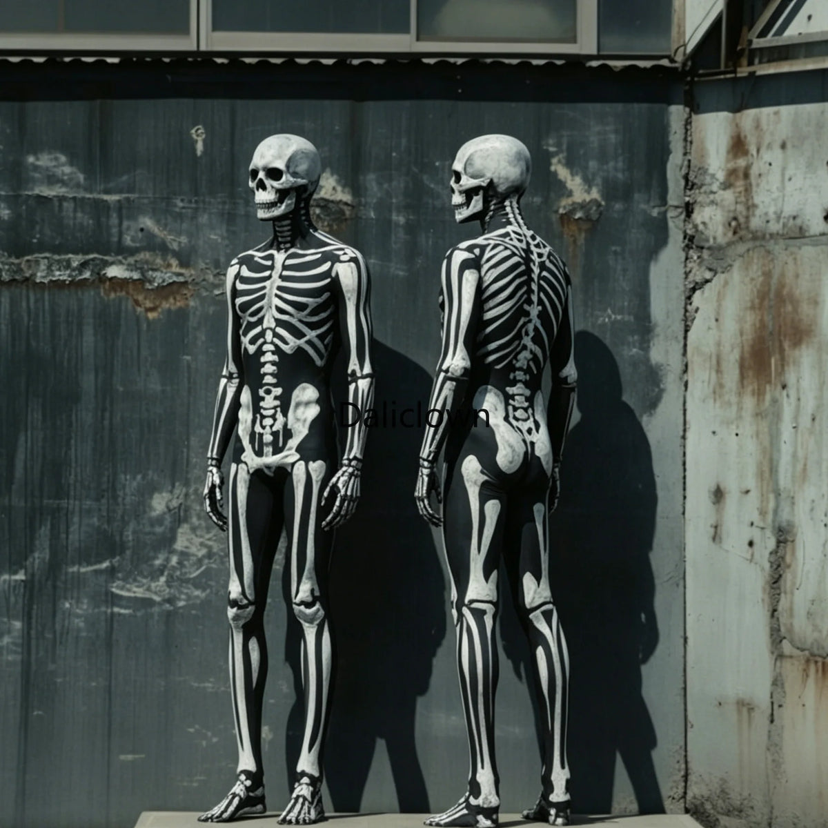 Halloween Skeleton Costume Adult Men Women Skull Death Horror Bodysuit Steampunk Skeleton Cosplay Jumpsuit Mask Zentai Suit