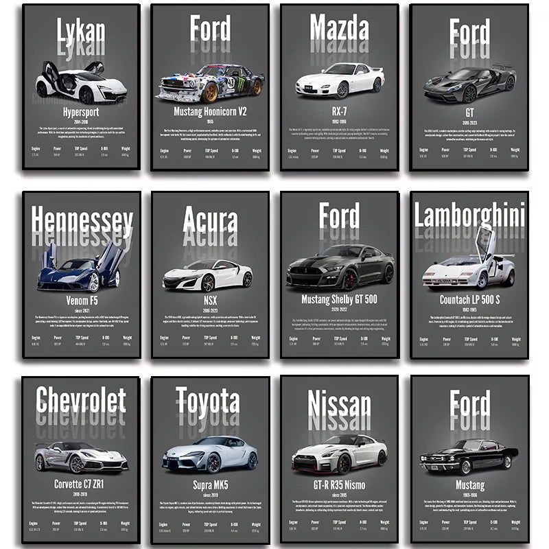Classic Simple Wall Art Japan Cars Luxury Esthetics Super Sports Car HD Canvas Print Poster Home Living Room Bedroom Decoration