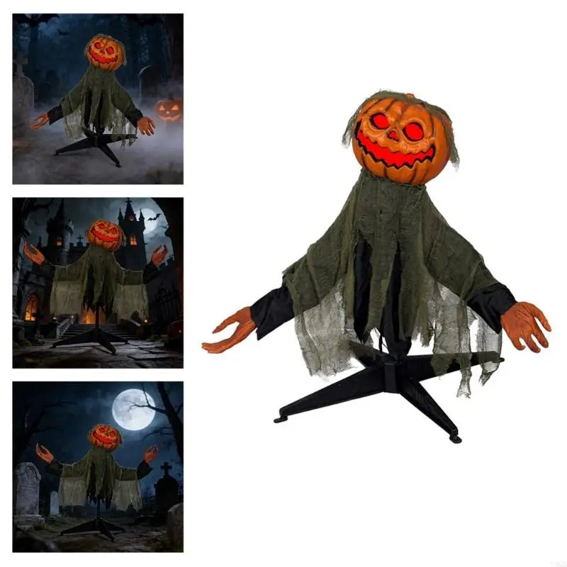Interactive Halloween Pumpkin Specter Props Pumpkin Specter Lawn Stake Ornament With Activated Swing LED Y5GB