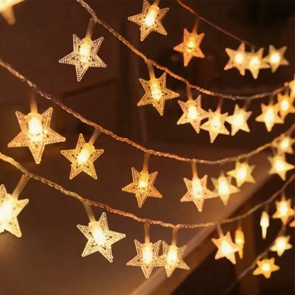 LED Star String Lights, Star Garland Fairy Lights Chain with 5V Bulbs for Party, Wedding, Garden, Halloween & Christmas Home Decor