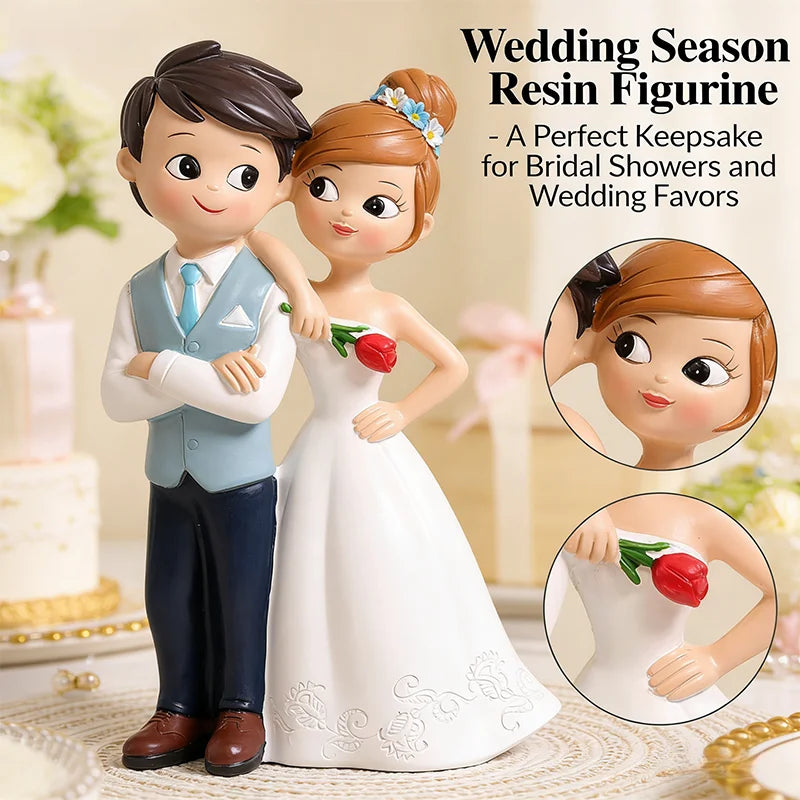 Romantic Wedding Couple Figurine – Resin Bride & Groom Cake Topper, Wedding Decor & Bridal Shower Gift