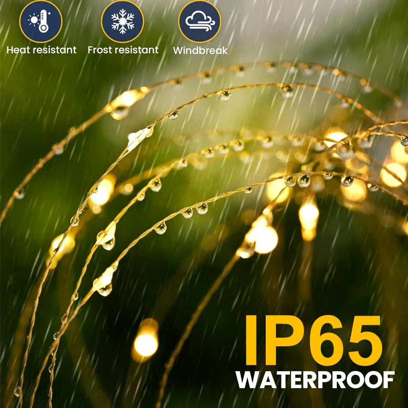 Solar Firework Fairy Lights, IP65 Waterproof LED Lawn Lights with 60–420 LEDs, Outdoor Solar Garden Lights for Pathway, Patio, Yard, Lawn & Wedding Decor