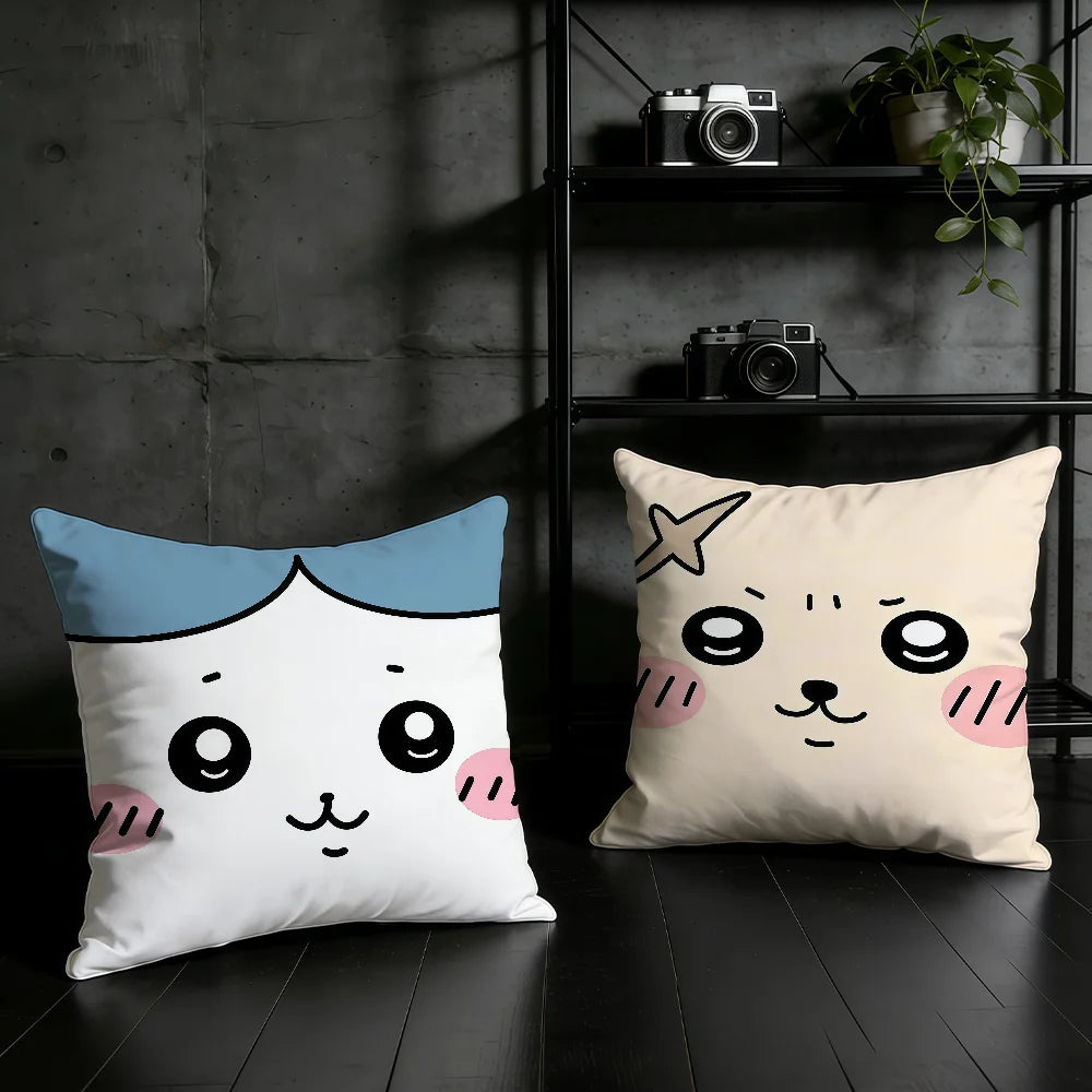 Chiikawa Cute Cartoon Cushion Cover – Double-Sided Printed Zipper Pillowcase, Soft Polyester Decorative Cover for Sofa, Bed & Car