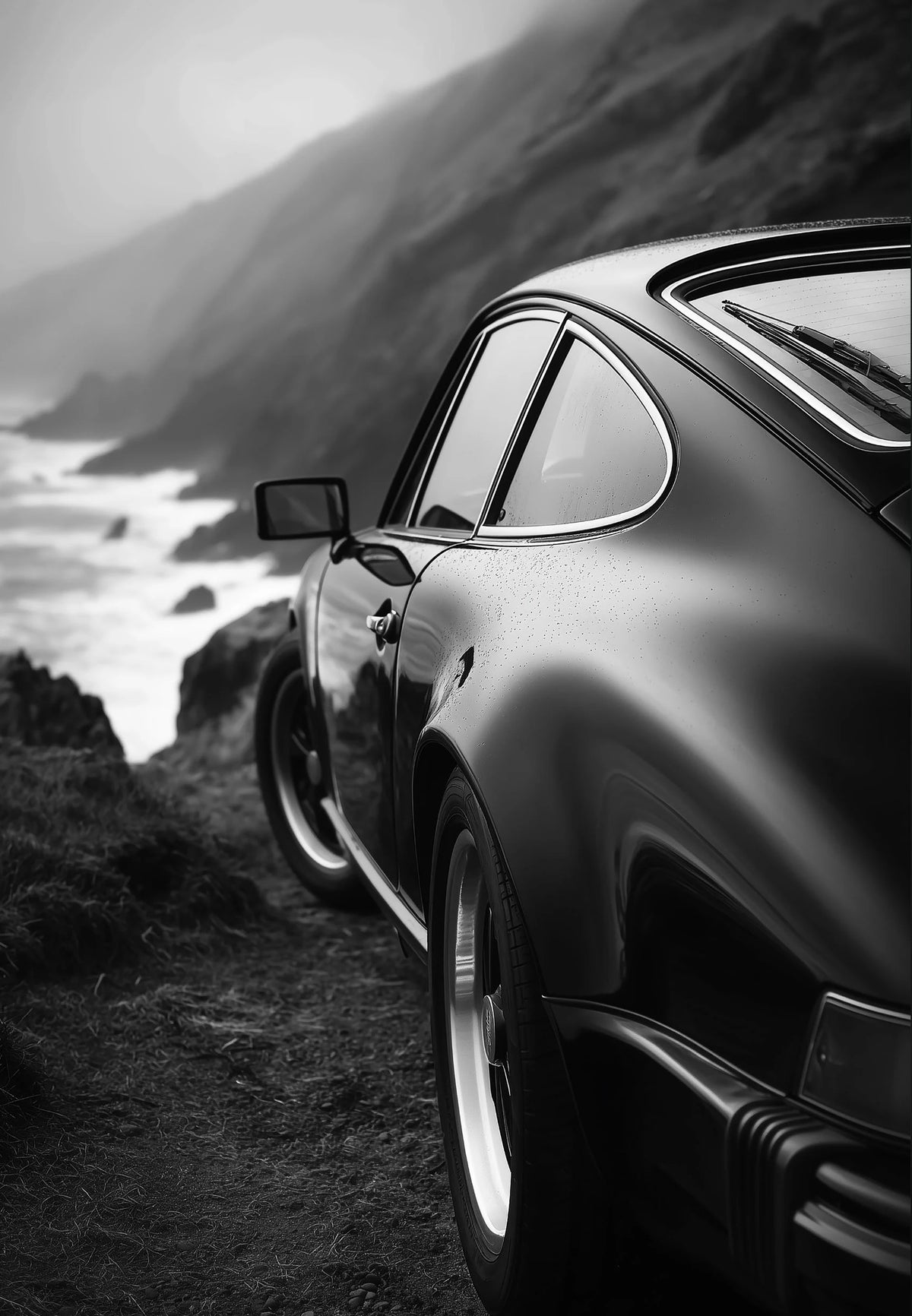 Black and White Luxury Car Racing Road Art Poster Canvas Painting Print Living Room Bedroom Entrance Bar Cafe Art Home Decor