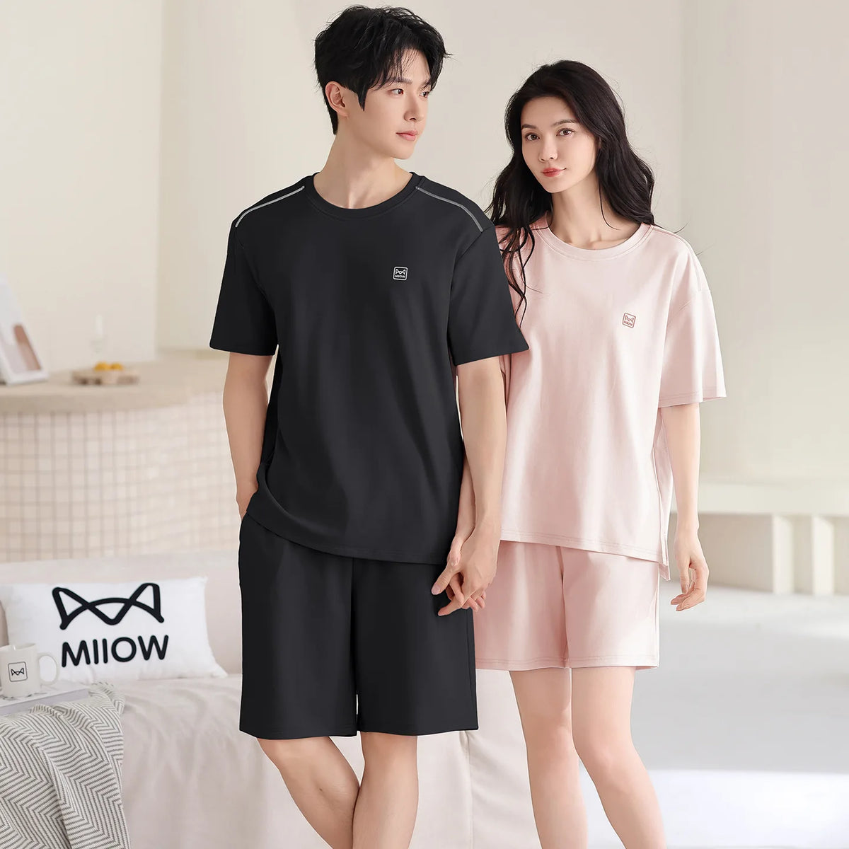 Summer Sleep Lounge Pajama Short-Sleeved Women's Pajama Set Cartoon Pyjamas Pure Cotton Couple Sleepwear Home Fashion