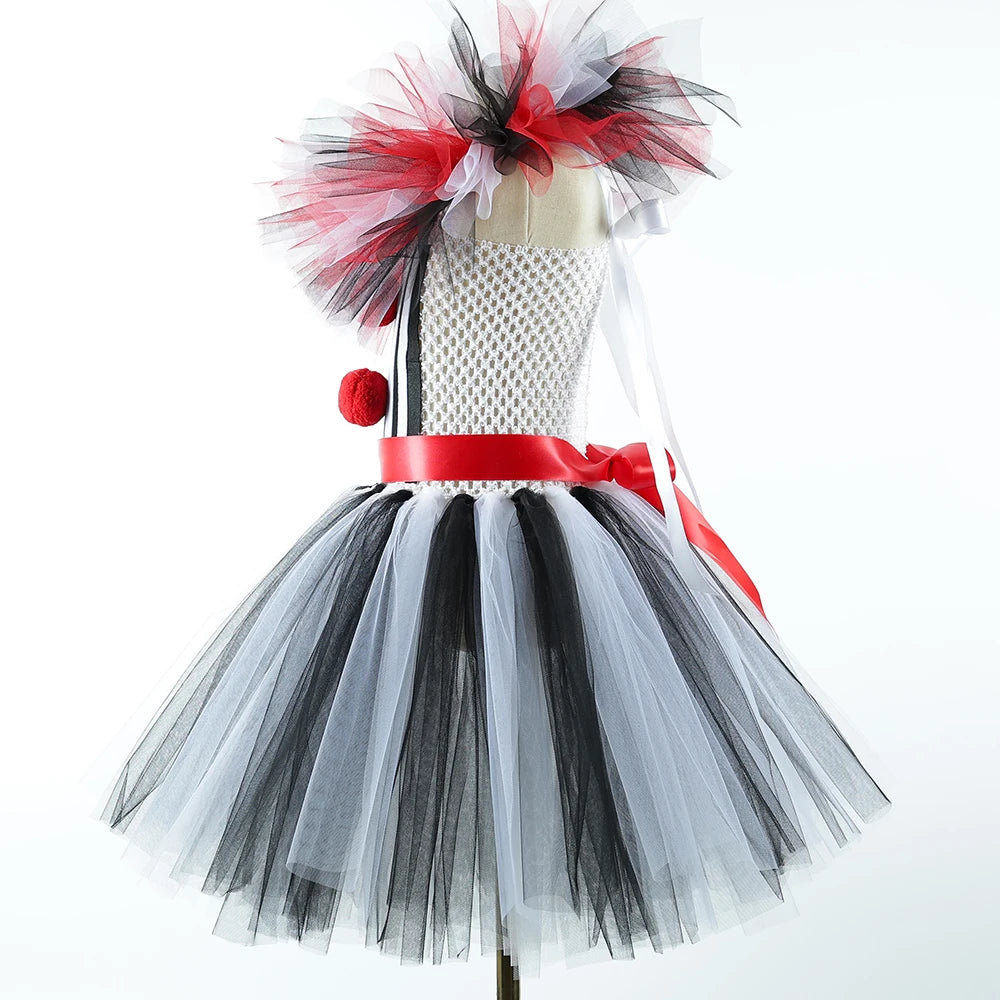 Halloween Art The Clown Costume for Kids Carnival Party Fancy Tutu Dress Girls Scary Striped Killer Clown Terrifier Costumes Set